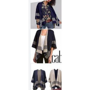 Cabi Poncho Cape Sweater M/L Reversible‎ Flowy Open Front